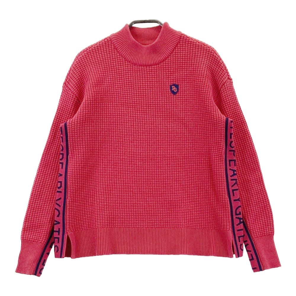 サイズ 0 PEARLY GATES パーリーゲイツ ウール混 ハイネック ニットセーター レッド系 ゴルフウェア レディース ストスト