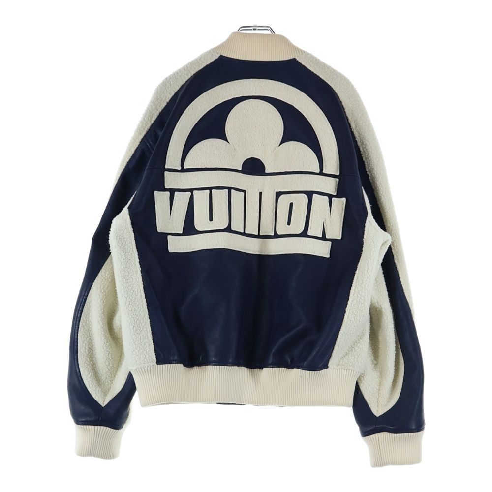 LOUIS VUITTON ルイヴィトン ミックスレザー フラワー テディ ブルゾン ジャケット アウター ネイビー|ホワイト RM 232 M ZCZ HPL 06 X