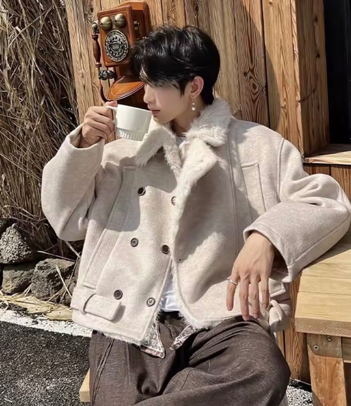 イーグル柄 ショート丈 コットンジャケット 韓国 ストリート Y 2 K ユニセックス