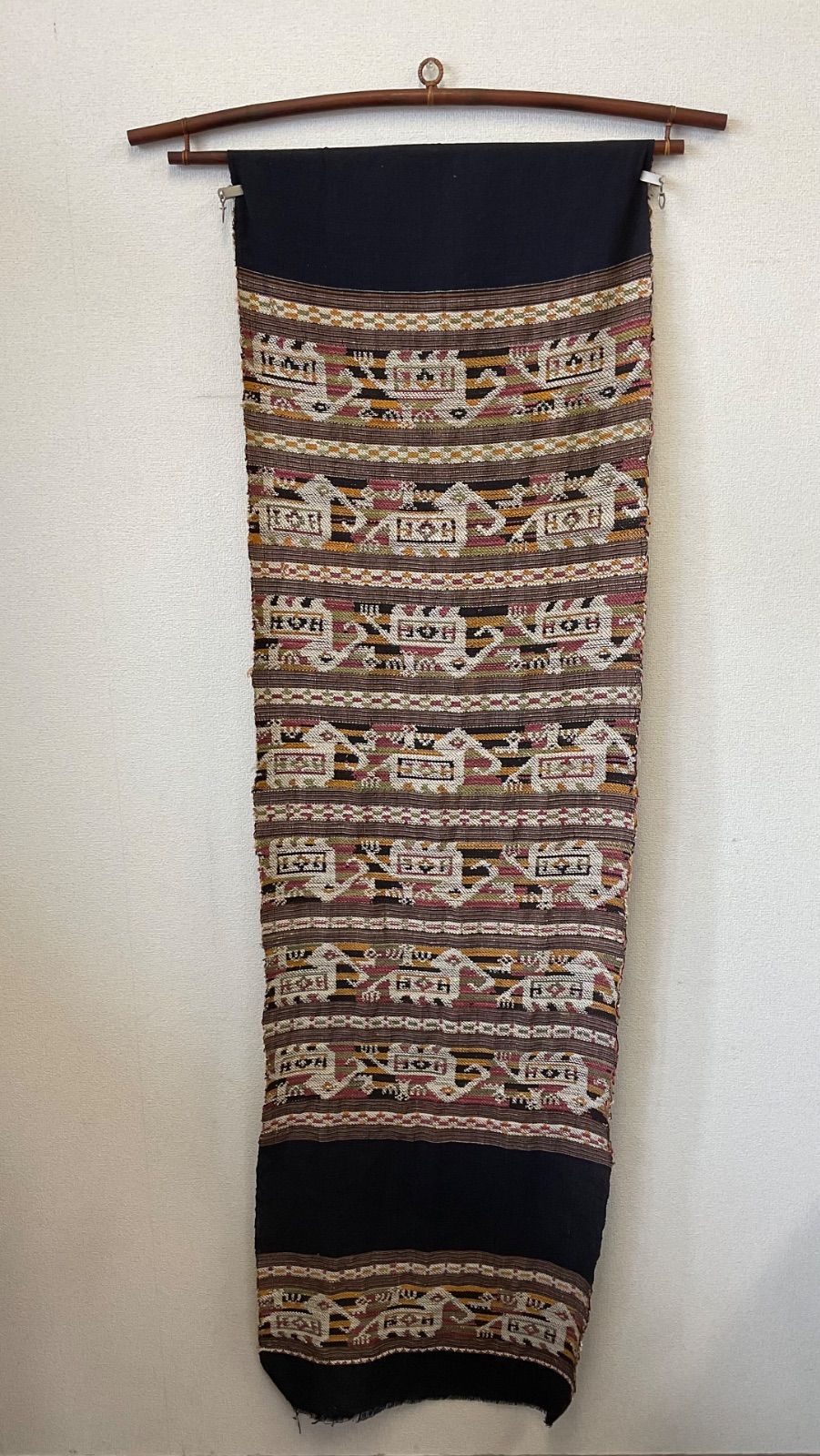 M 13 インドネシア ネパール 手織り ゾウ柄 テーブルライン タペストリー マルチカバー 壁飾り