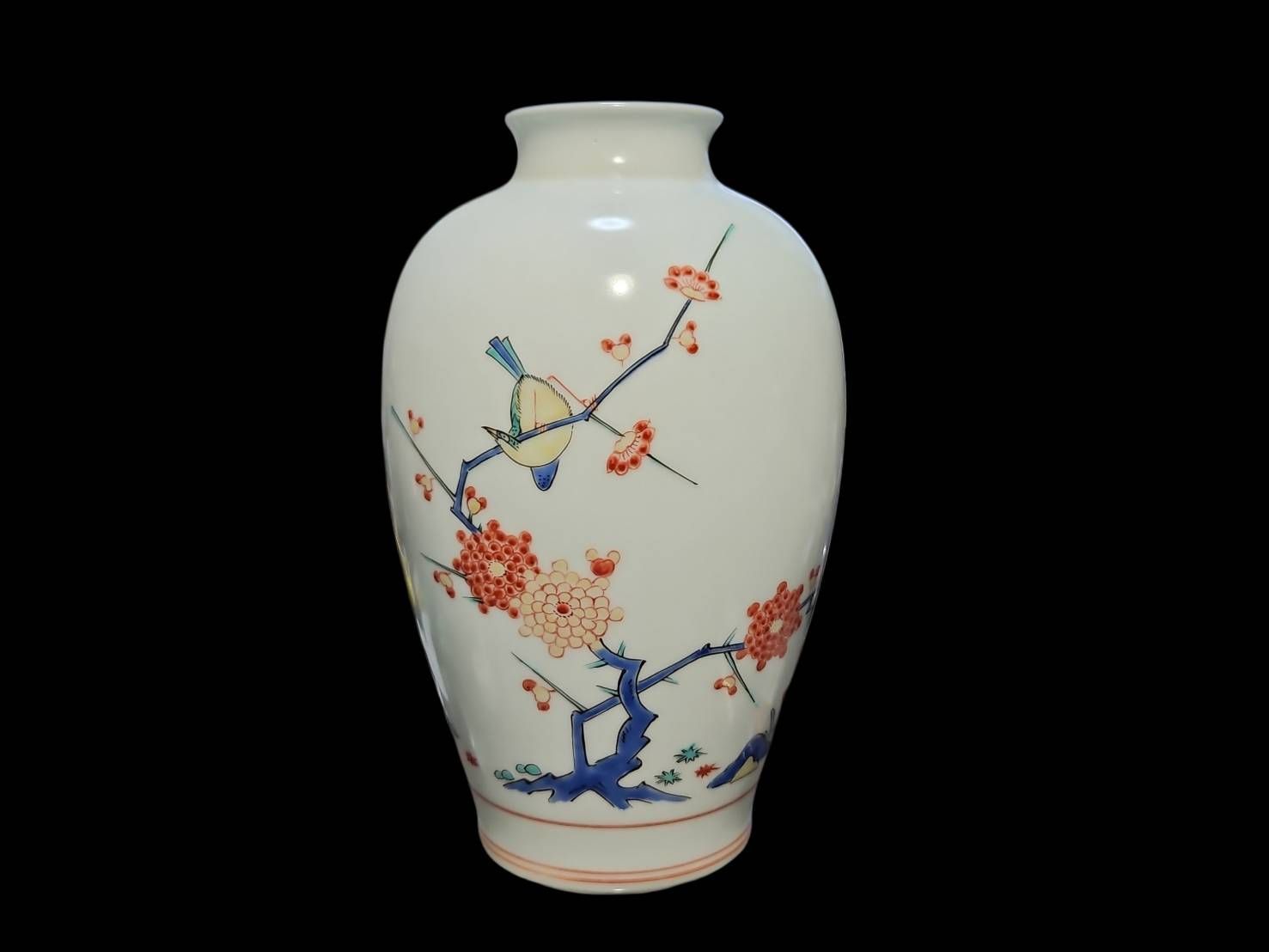 人間国宝 十四代 酒井田柿右衛門 花鳥文花瓶 柿右衛門 壺 古美術 骨董 レトロ アンティーク コレクション KA 26 出 8