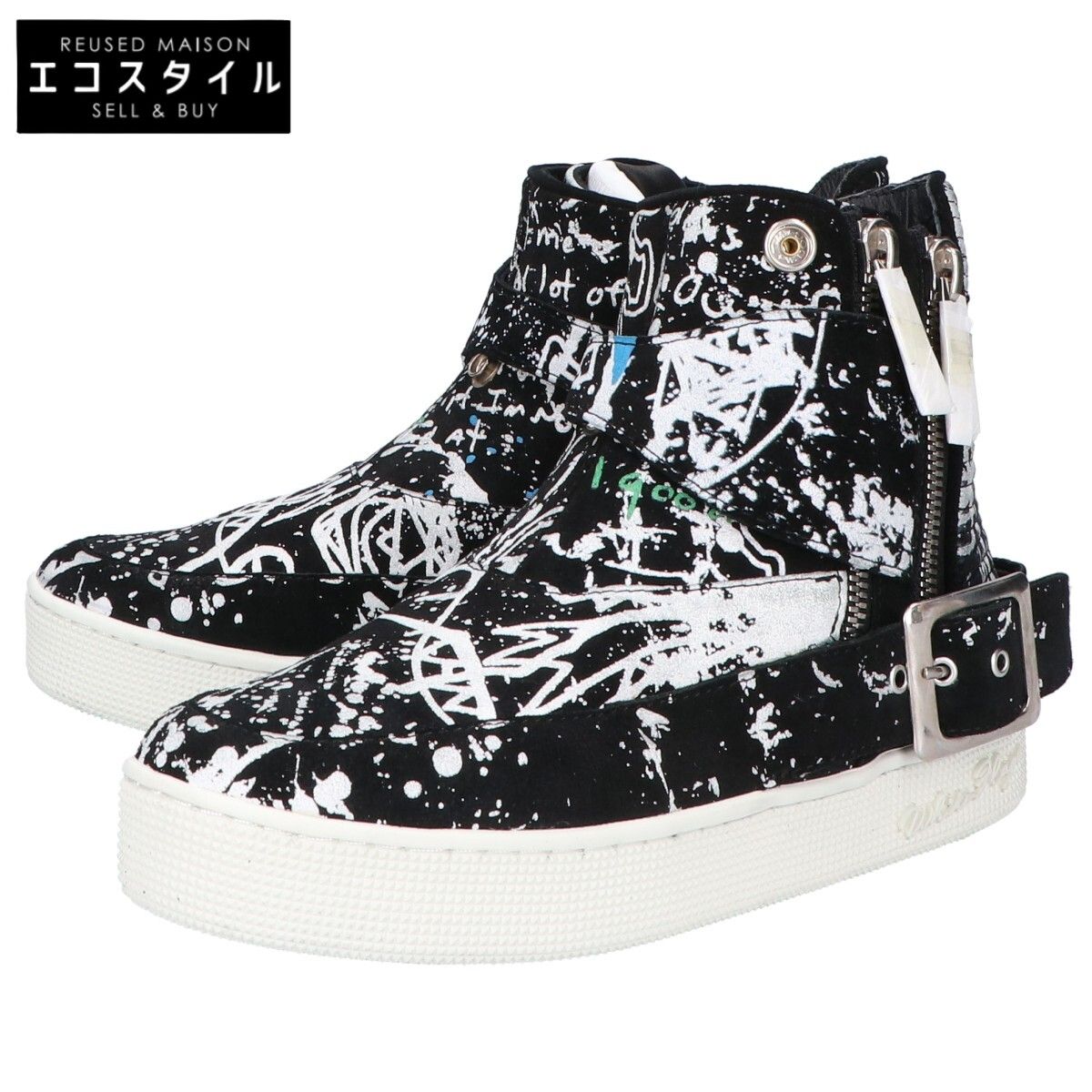 WHITE FLAGS ホワイトフラッグス ×haculla ペイントデザイン ハイカットスニーカー 24.5