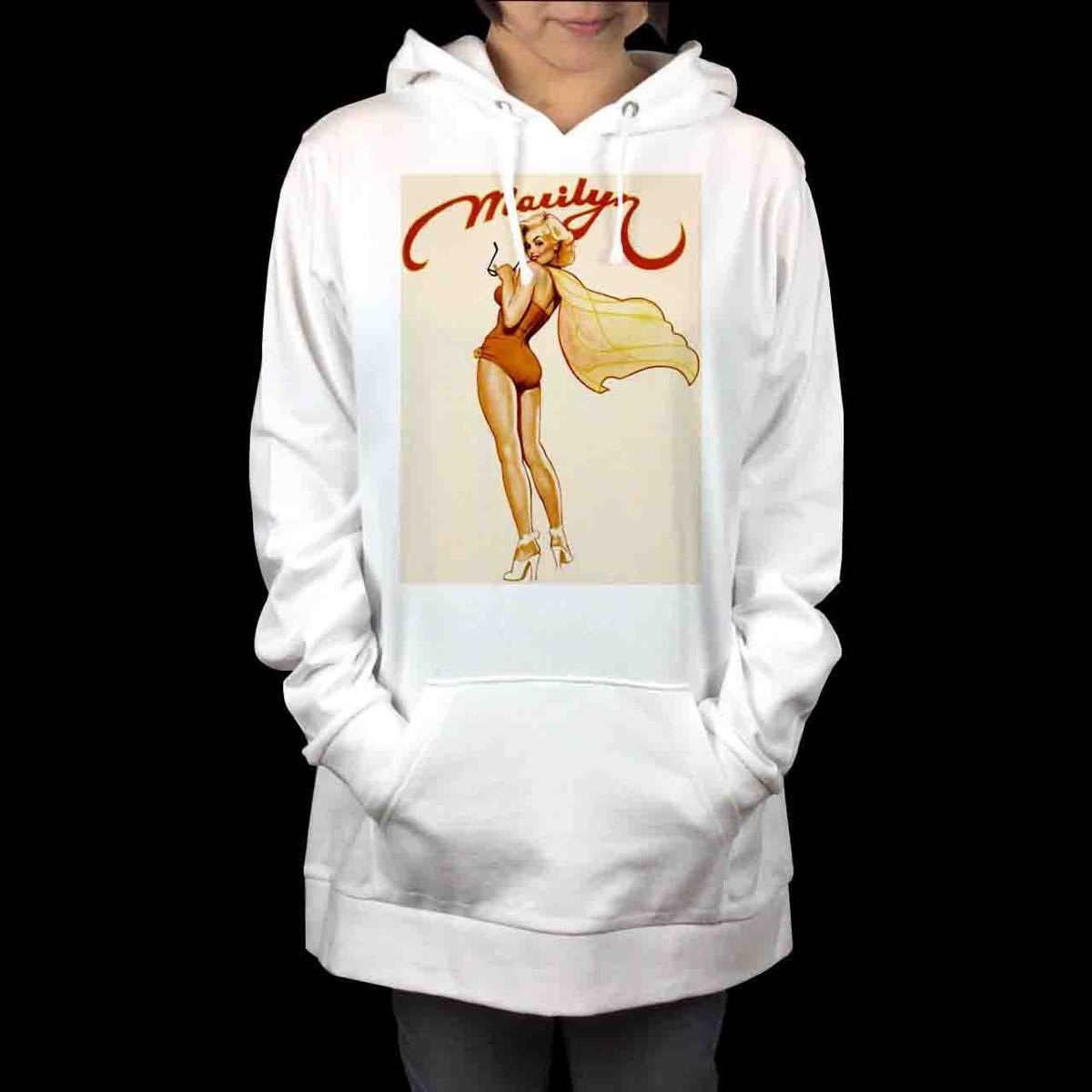 オリジナル パーカー マリリン Marilyn セピア レトロ セクシーブロンド ピンナップガール S M L XL タイト ジャスト 大きい ビッグ オーバーサイズ メンズ レディース ユニセックス ピンククリーム