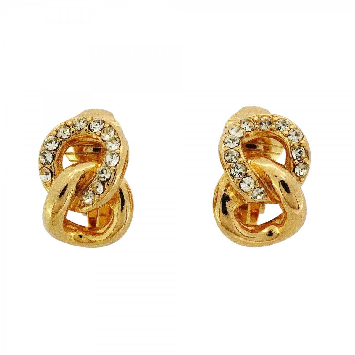 5 jpb 0662 クリスチャンディオール イヤリング GPメッキ ラインストーン ゴールド レディース