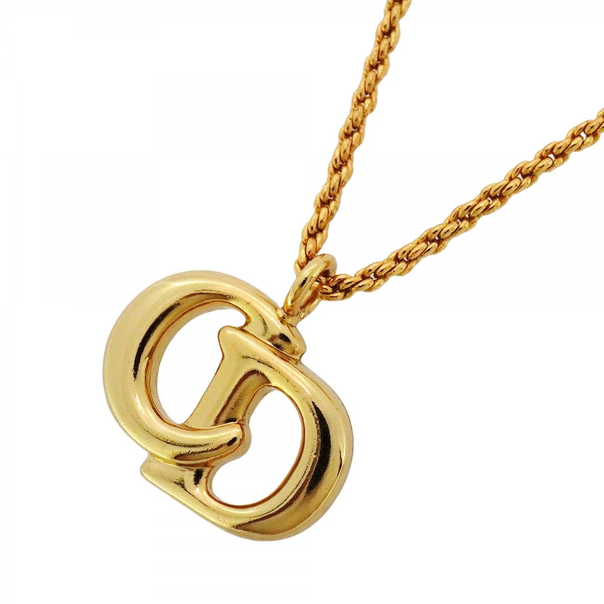 5 jpb 0674 クリスチャンディオール ネックレス CDロゴ GPメッキ ゴールド レディース