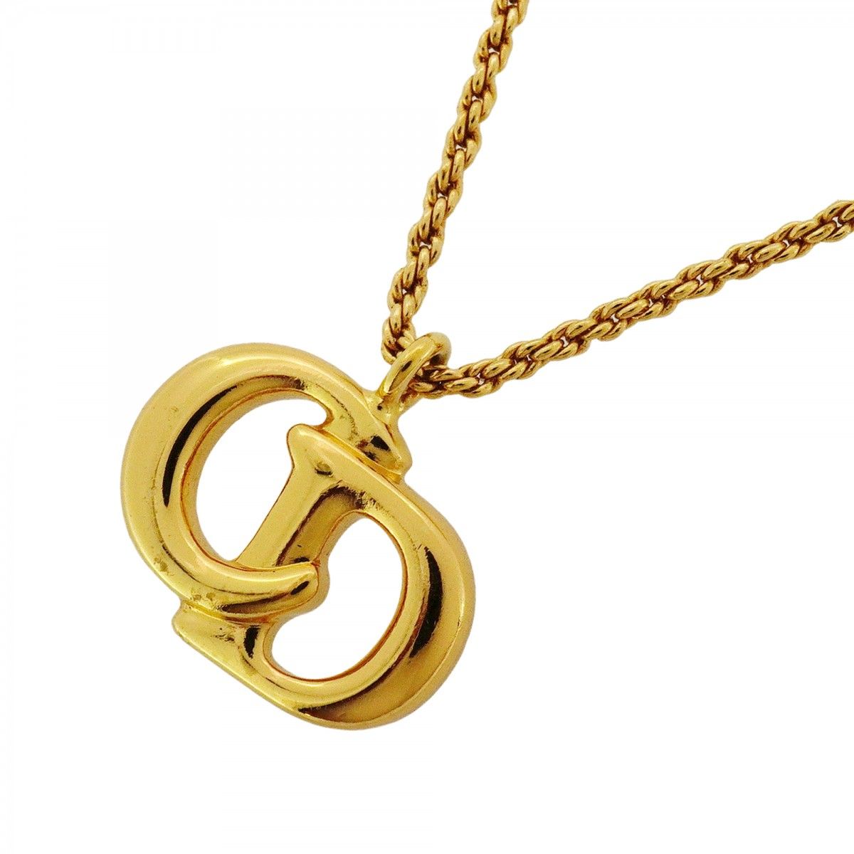 5 jpb 0676 クリスチャンディオール ネックレス CDロゴ GPメッキ ゴールド レディース