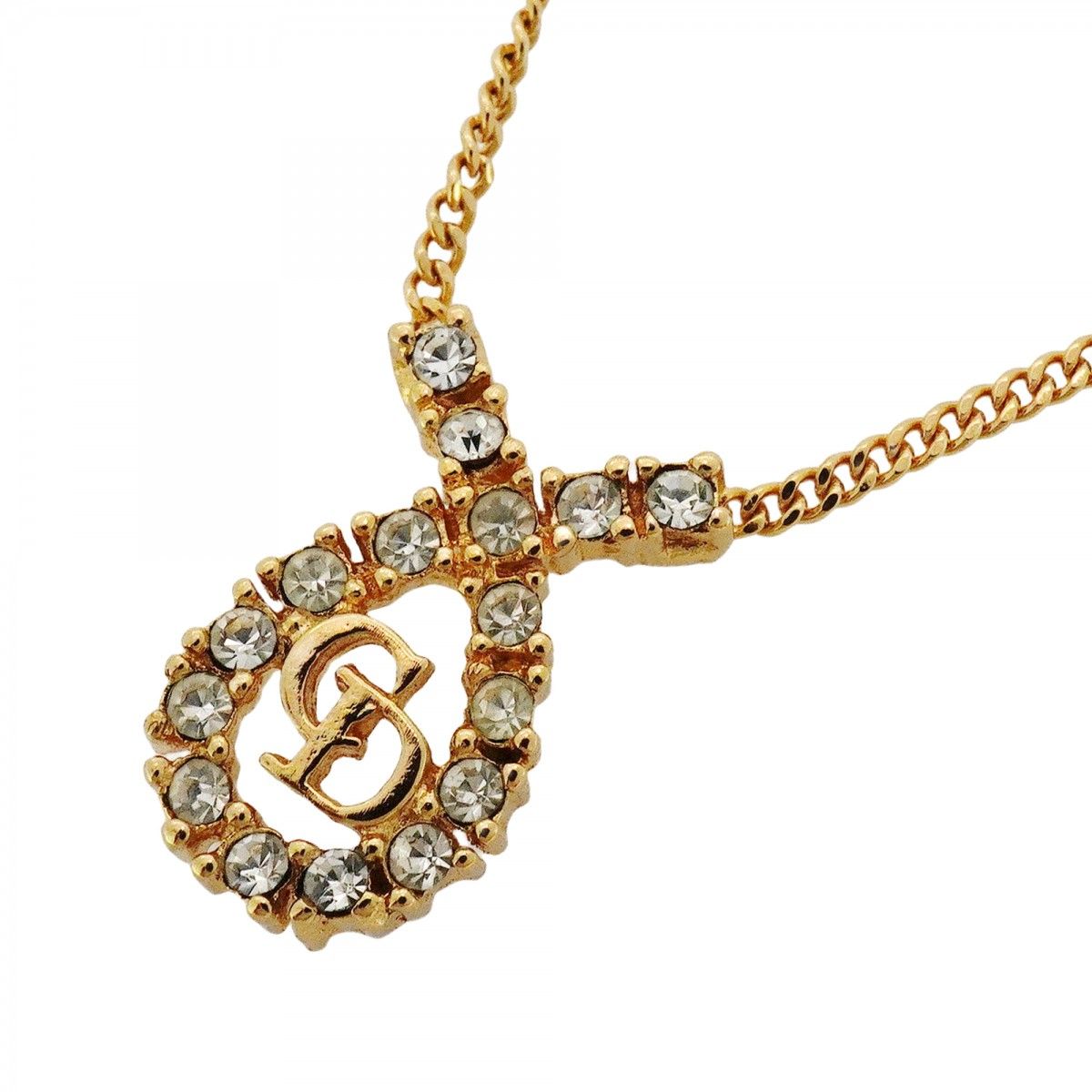 美品 ディオール Dior CDロゴ ネックレス ラインストーン ゴールド CD ディオール CDロゴ ネックレス GP×ラインストーン ゴールド AP047923