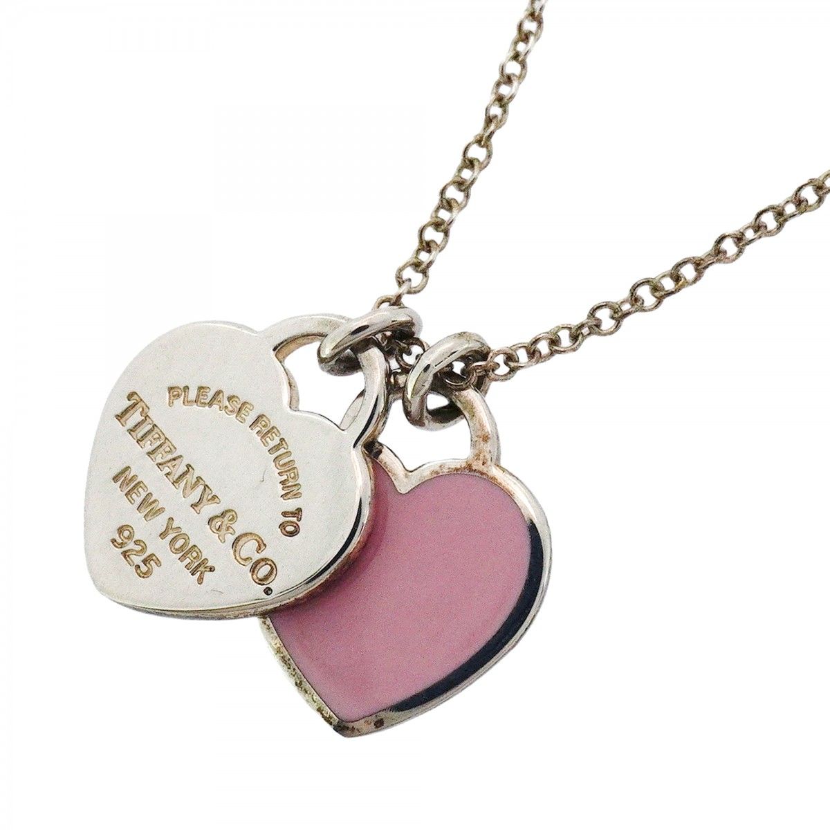 5 jpb 0685 ティファニー ネックレス ダブルリターントゥハート シルバー925 ピンク レディース