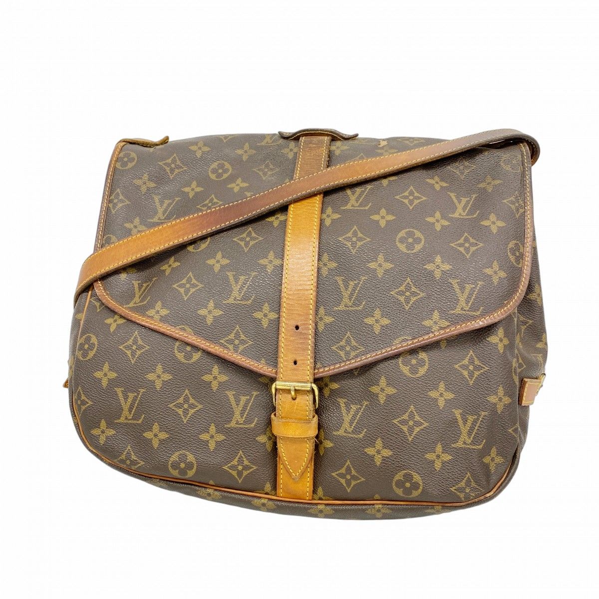6 ab 1056 ルイヴィトン ショルダーバッグ モノグラム ソミュール35 M 42254 ブラウン レディース
