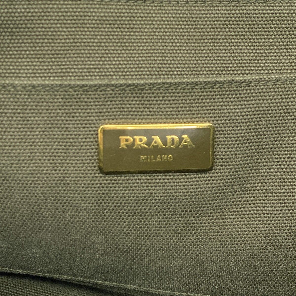 6ab1065】プラダ トートバッグ カナパ キャンバス カーキ ゴールド金具