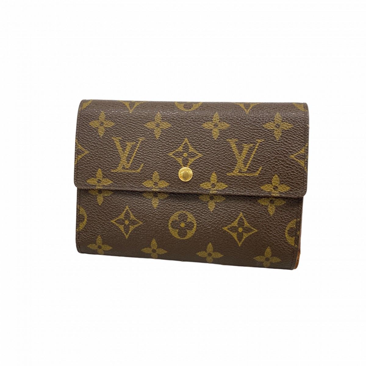 6 ab 1068 ルイヴィトン 三つ折り財布 モノグラム ポルトトレゾールエテュイパピエ M 61202 ブラウン レディース