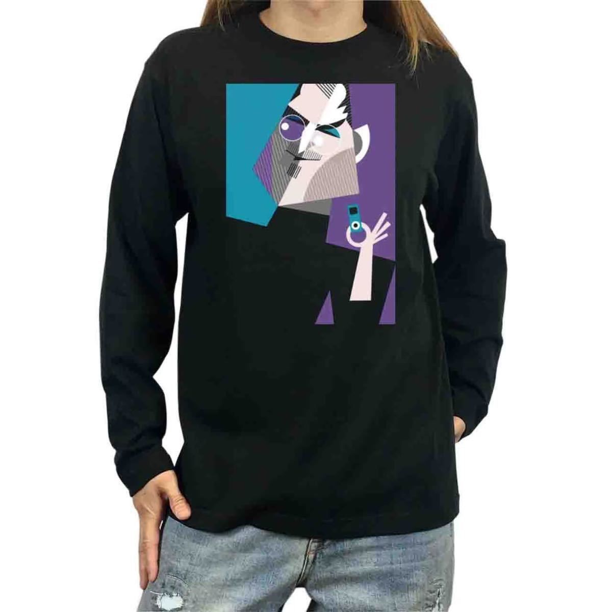 オリジナル ロンT スティーブジョブズ アップル 創業者 CEO ポップアート 黒 S M L XL タイト ジャスト 大きい ビッグ オーバーサイズ メンズ レディース ユニセックス ピンククリーム