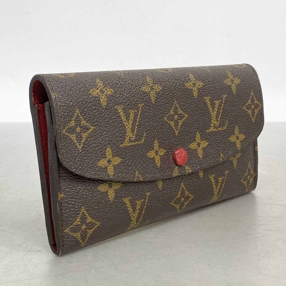 6 ab 1102 ルイヴィトン 長財布 モノグラム ポルトフォイユエミリー M 60136 ルージュ レディース