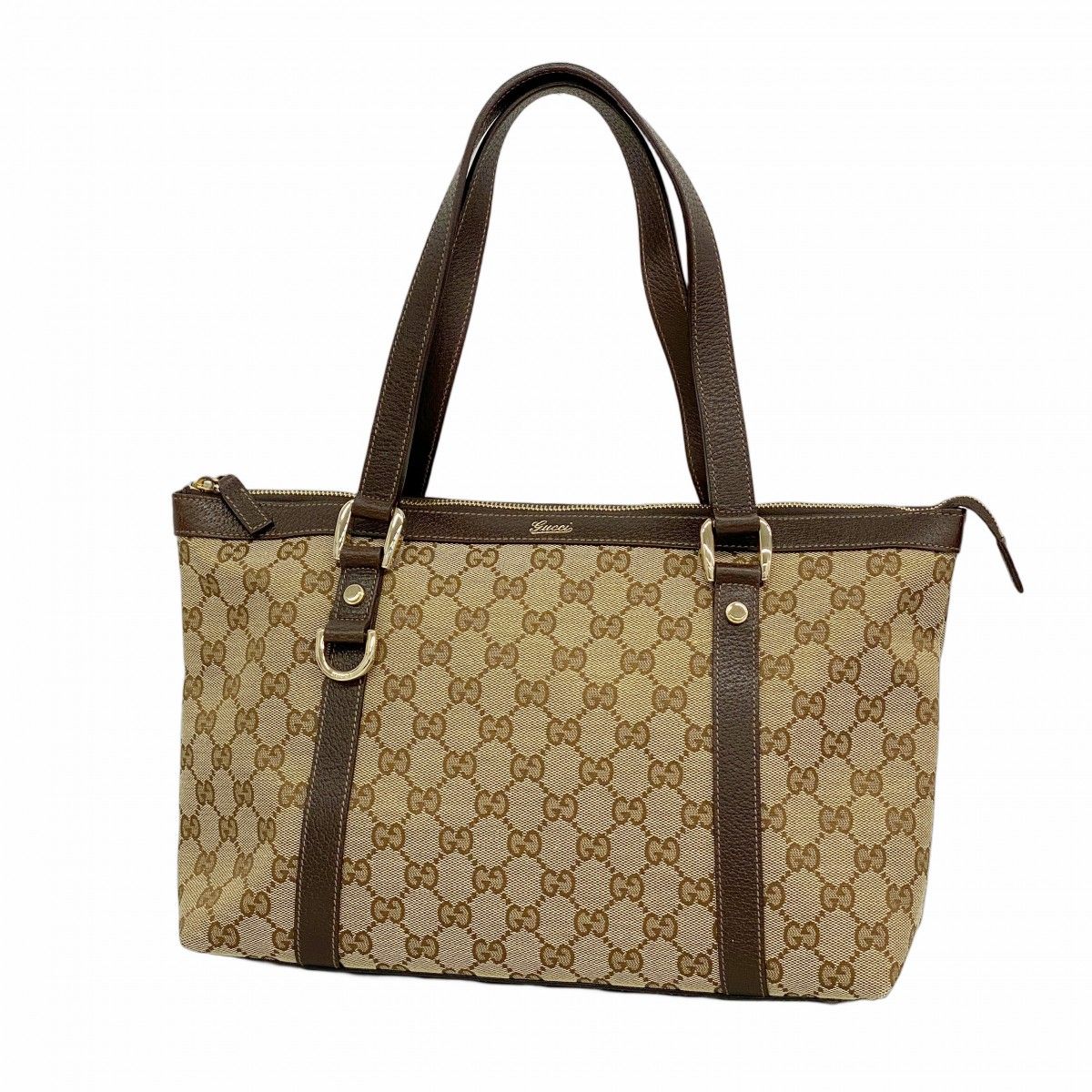 6 ab 1167 グッチ ハンドバッグ GGキャンバス|アビー 141470 キャンバス ブラウン シャンパンゴールド金具 レディース