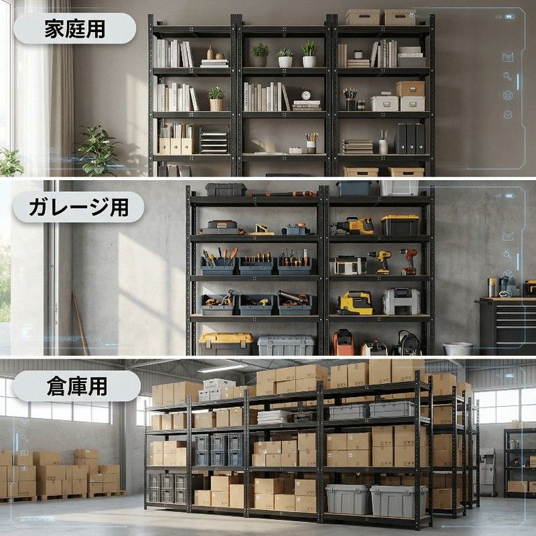  高耐荷重750 kg ガレージ棚 倉庫用スチールラック 高さ調節 ステンレス製 頑丈設計 ツール収納 パレット棚 物品棚 cm フェンス材 柵材 建築資材 材料 資材