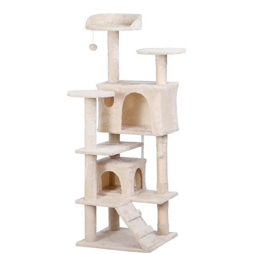 キャットタワー 据え置き 猫タワー 猫ハウス スリム 大型猫用 多頭飼い 安定設計 転倒防止 猫の隠れ家 天然サイザル麻 爪とぎポール つめとぎ 省スペース キャットウォーク 遊びのポンポン 階段付き 運動不足解消 ストレス解消 db 68 c 299