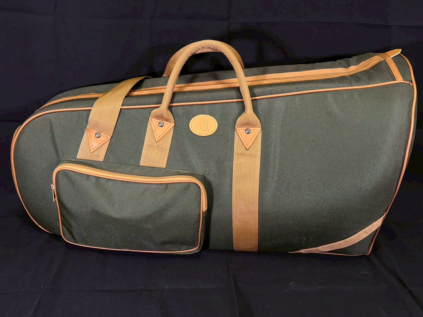 FJ 管楽器用 ソフトケース モスグリーン×ワインレッド ユーフォニアム等 英国風 クラシック デザイン ギグバッグ