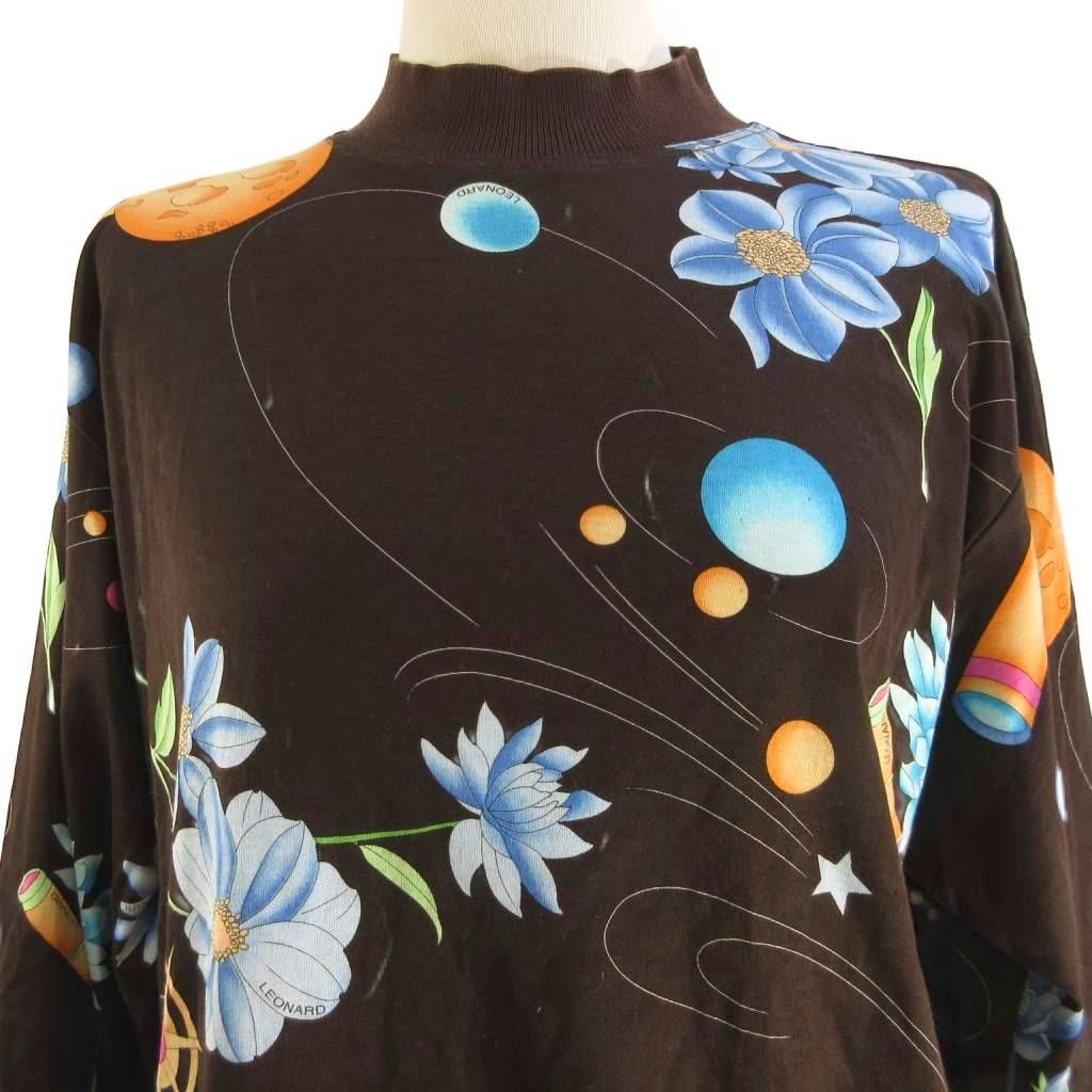 レオナールスポーツ LEONARD SPORT カットソー 長袖 モックネック 花柄