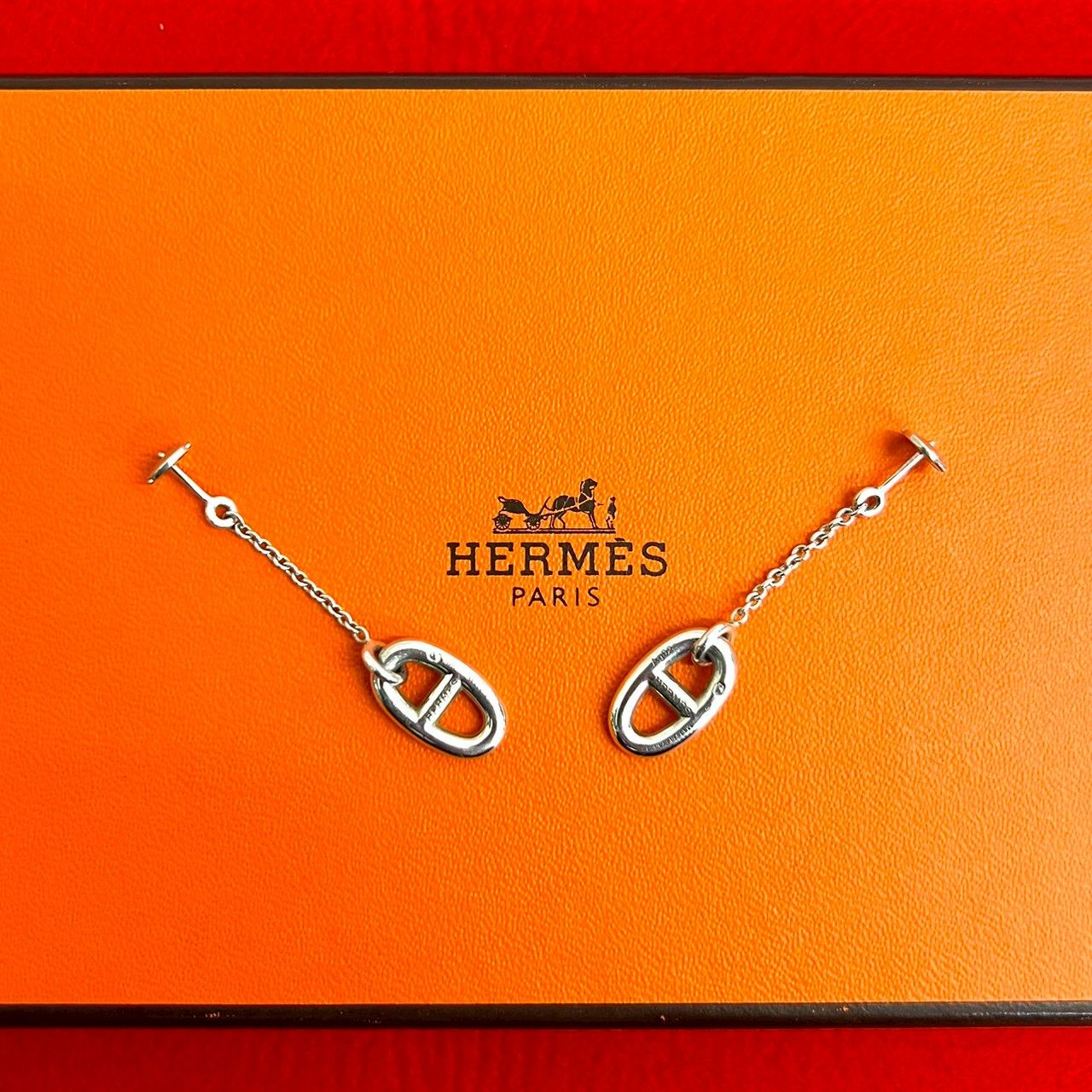 HERMES エルメス シェーヌダンクル ファランドール ピアス シルバー925 アクセサリー シルバー 44245