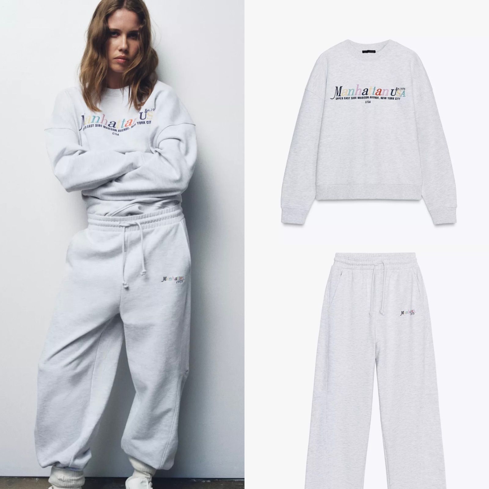 極美品ZARA(ザラ)Manhattanロゴスウェットトレーナーパンツ