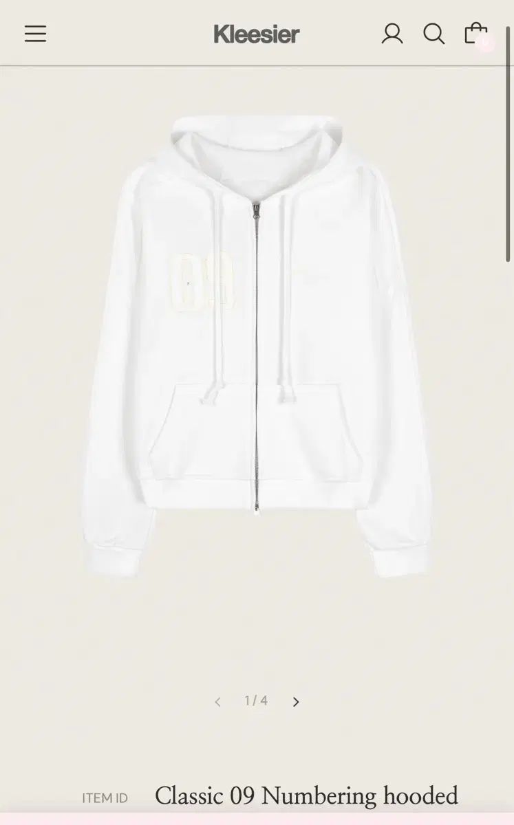 クリシアー Classic 09 ナンバリング フードジップアップ 白