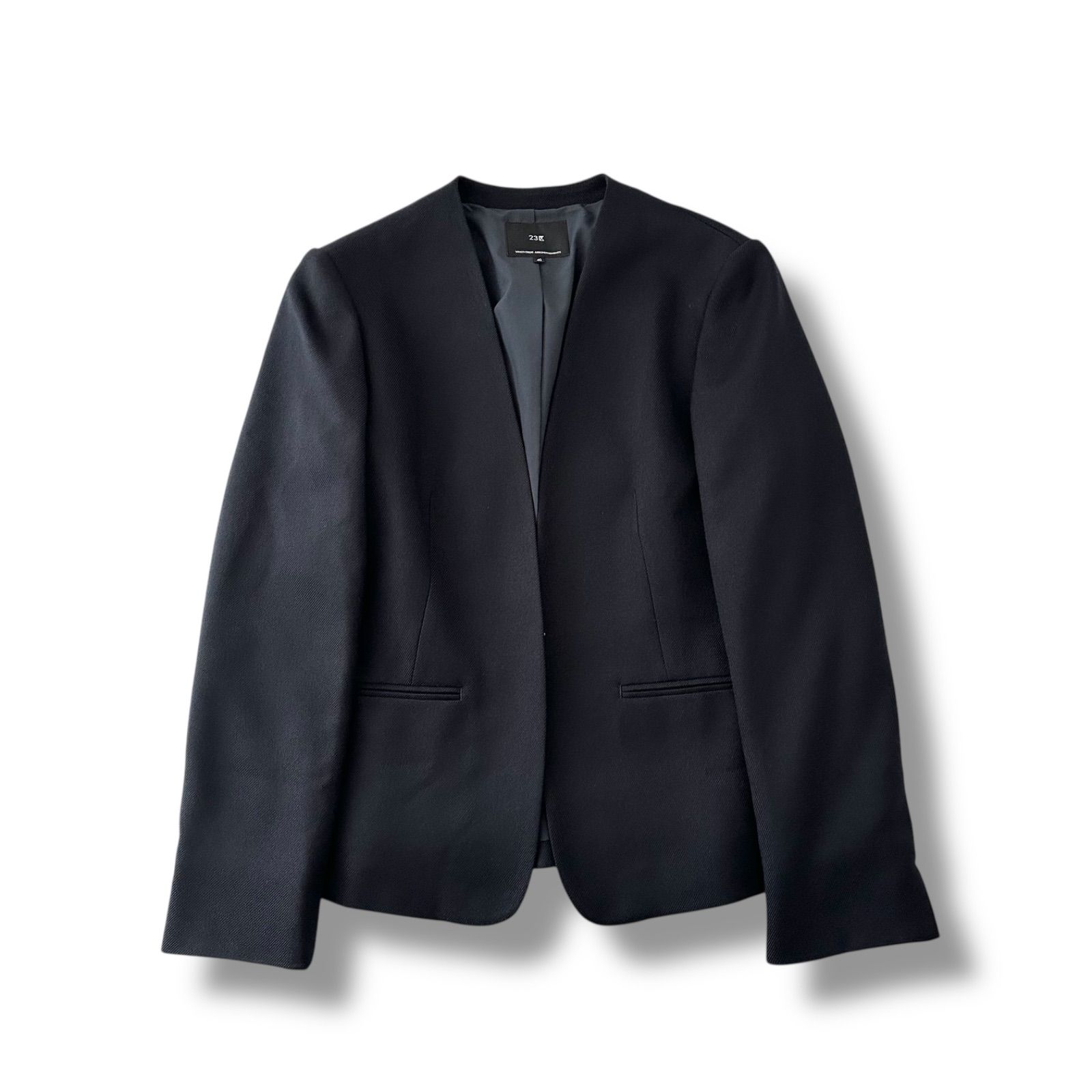 未使用級 23区 23AW ニジュウサンク ウールライクカルゼ ノーカラー