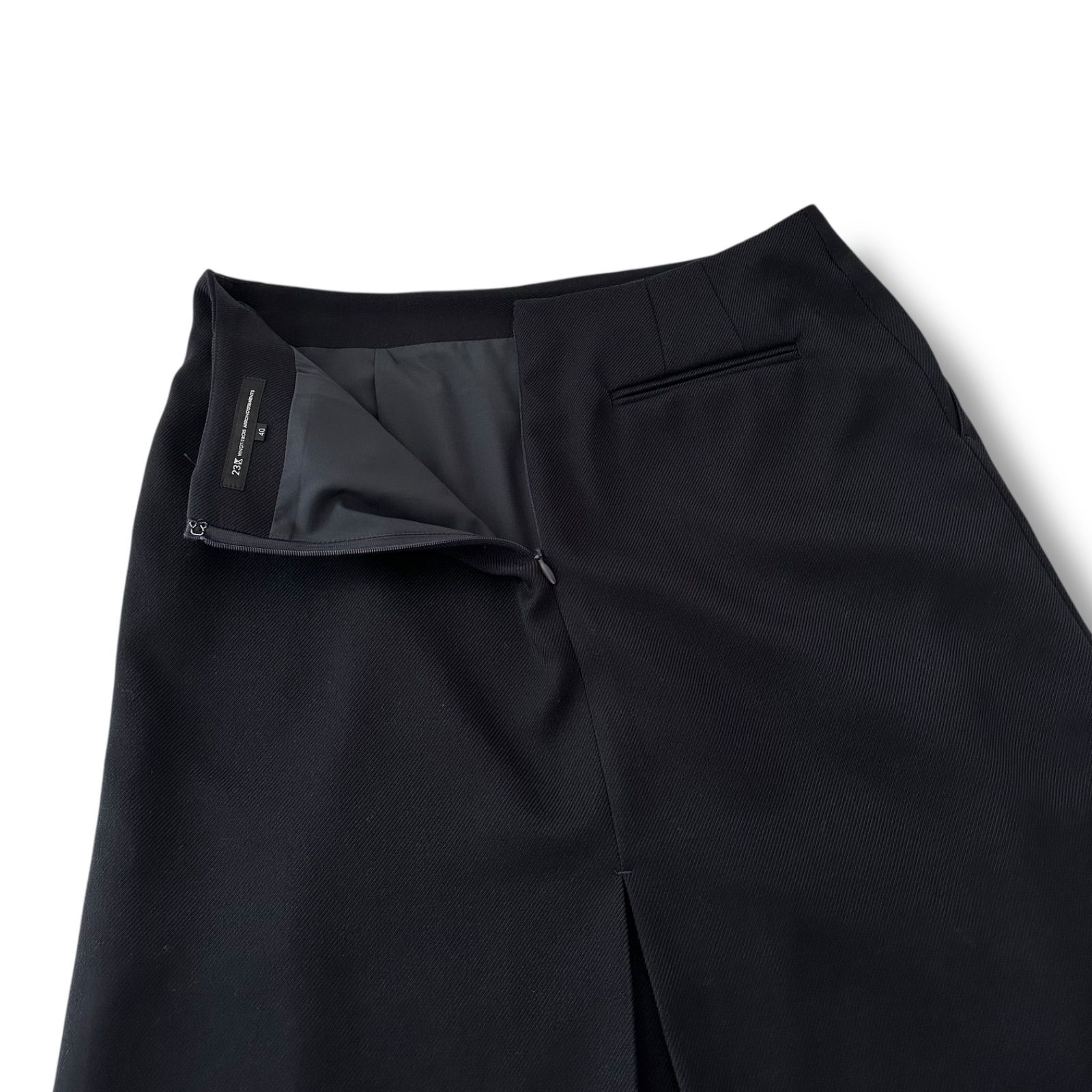 23区　ニジュウサンク　セットアップ　ジャケット　スカート　スーツ　大きいサイズ 未使用級 23区 23AW ニジュウサンク ウールライクカルゼ ノーカラー