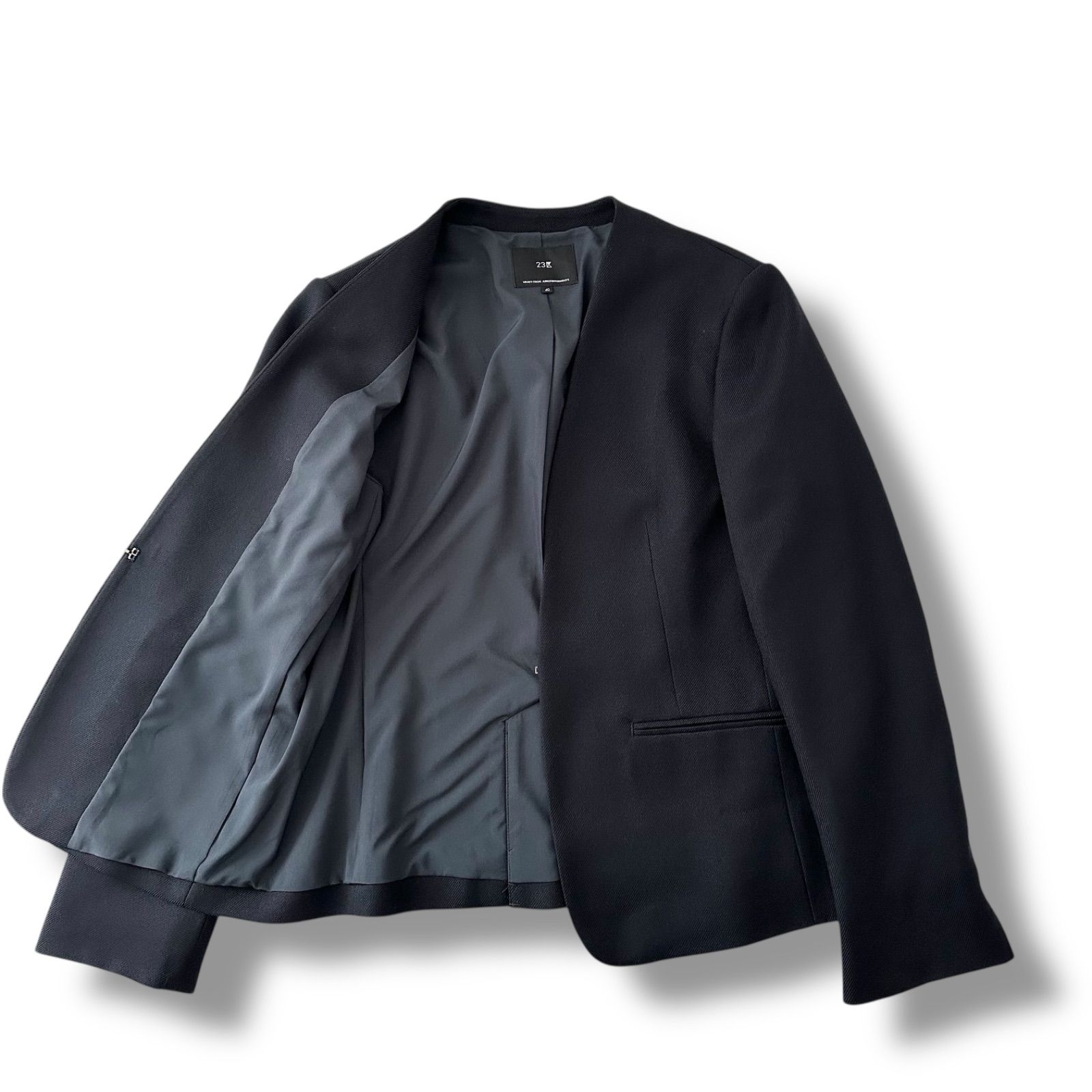 未使用級 23区 23AW ニジュウサンク ウールライクカルゼ ノーカラー