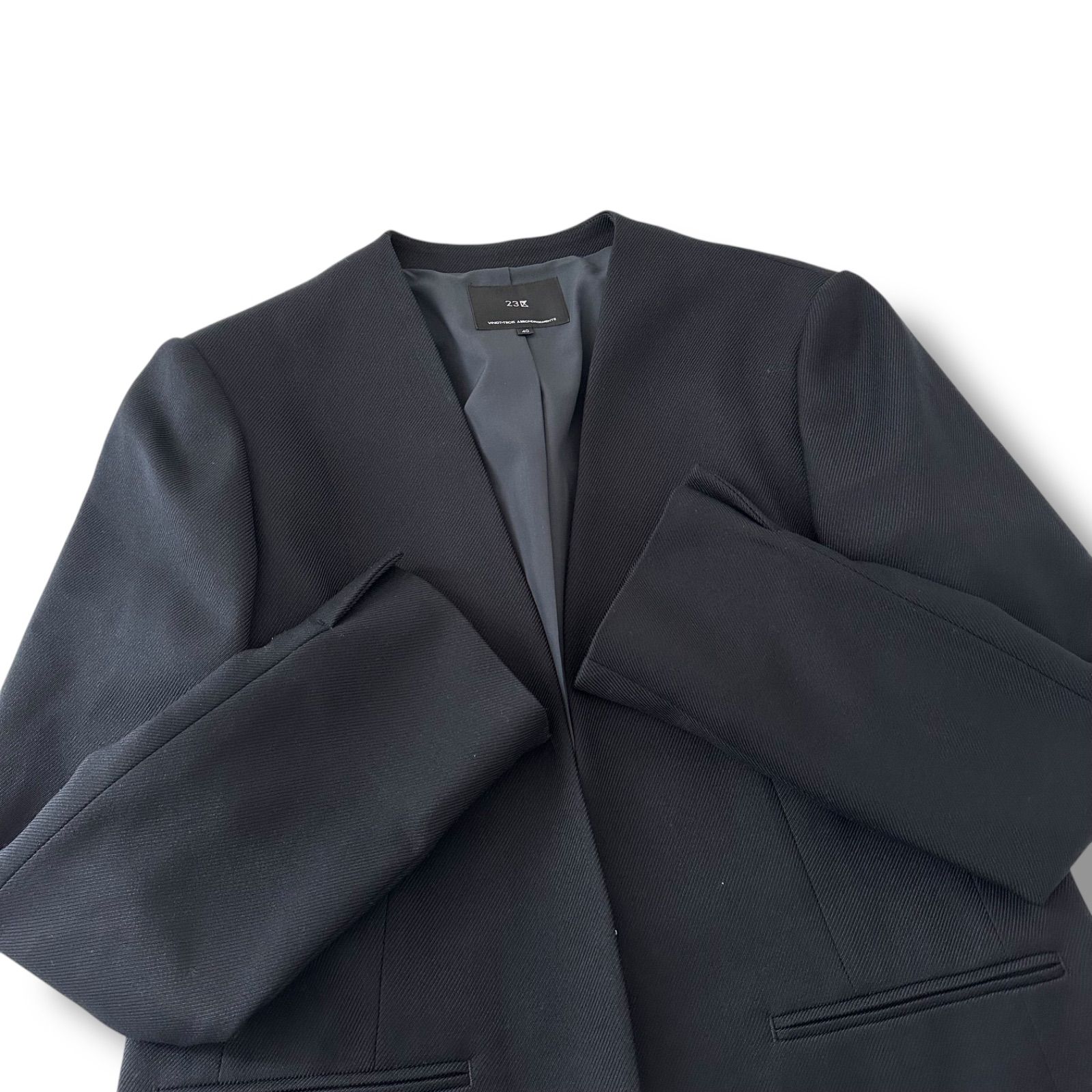 未使用級 23区 23AW ニジュウサンク ウールライクカルゼ ノーカラー