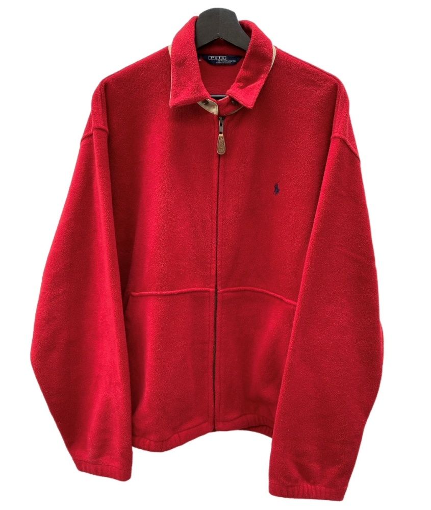 ラルフローレン RalphLauren ポロ POLO 90’s 90年代 三角タグ フリース スウィングトップ FLEECE SWING TOP ジップアップ RED 赤 ジャケット ロゴ レッド Lサイズ 104 MT-2519