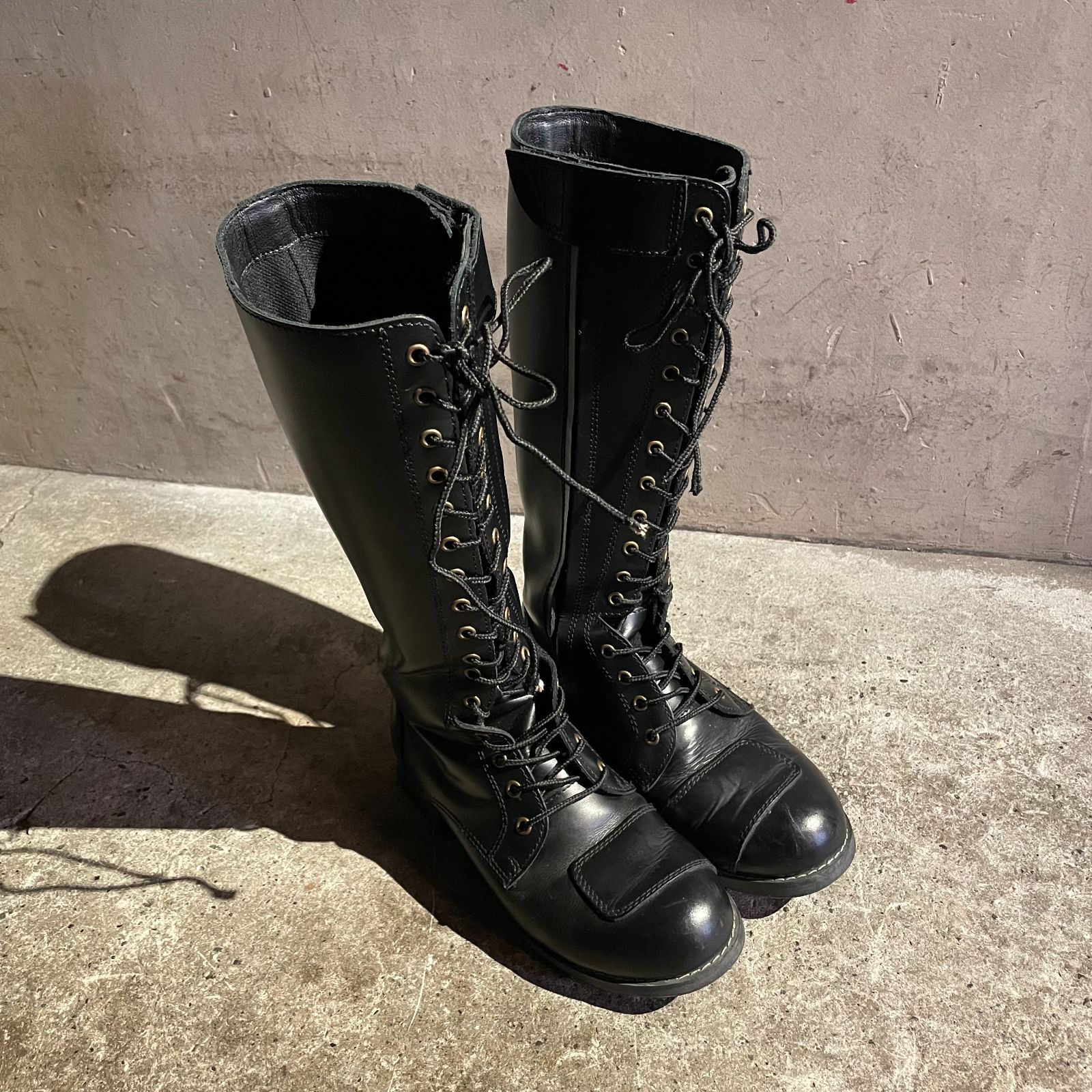 WILD WING バイクブーツ ワイルドウィング ライディングブーツ レザー 本革 ロングブーツ レースアップ ジップ 25.5 cm