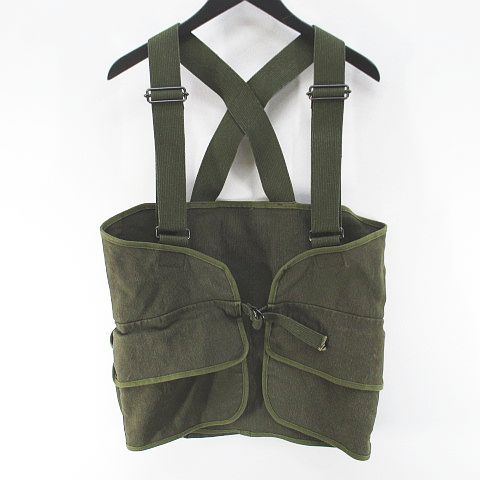 ニードルス ニードルズ Needles ツールベスト ミリタリー 麻 リネン 緑系 グリーン 日本製 ベルトアジャスター ポケット 無地