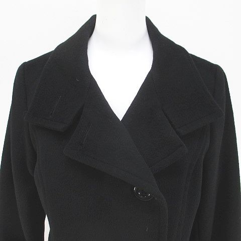 インディヴィ INDIVI ロングコート 40 黒系 ブラック 日本製 ポケット