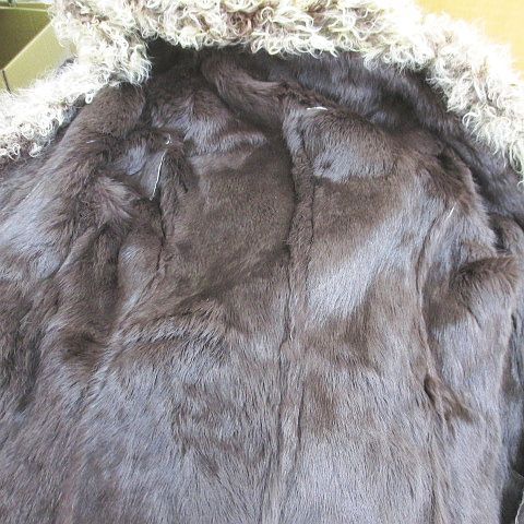 サンローズ　ラビットムートン×ブルーフォックスロングファーコート　毛皮L サンローズ SUN ROSE ムートンコート ロング丈 ラビットファー 毛皮 L