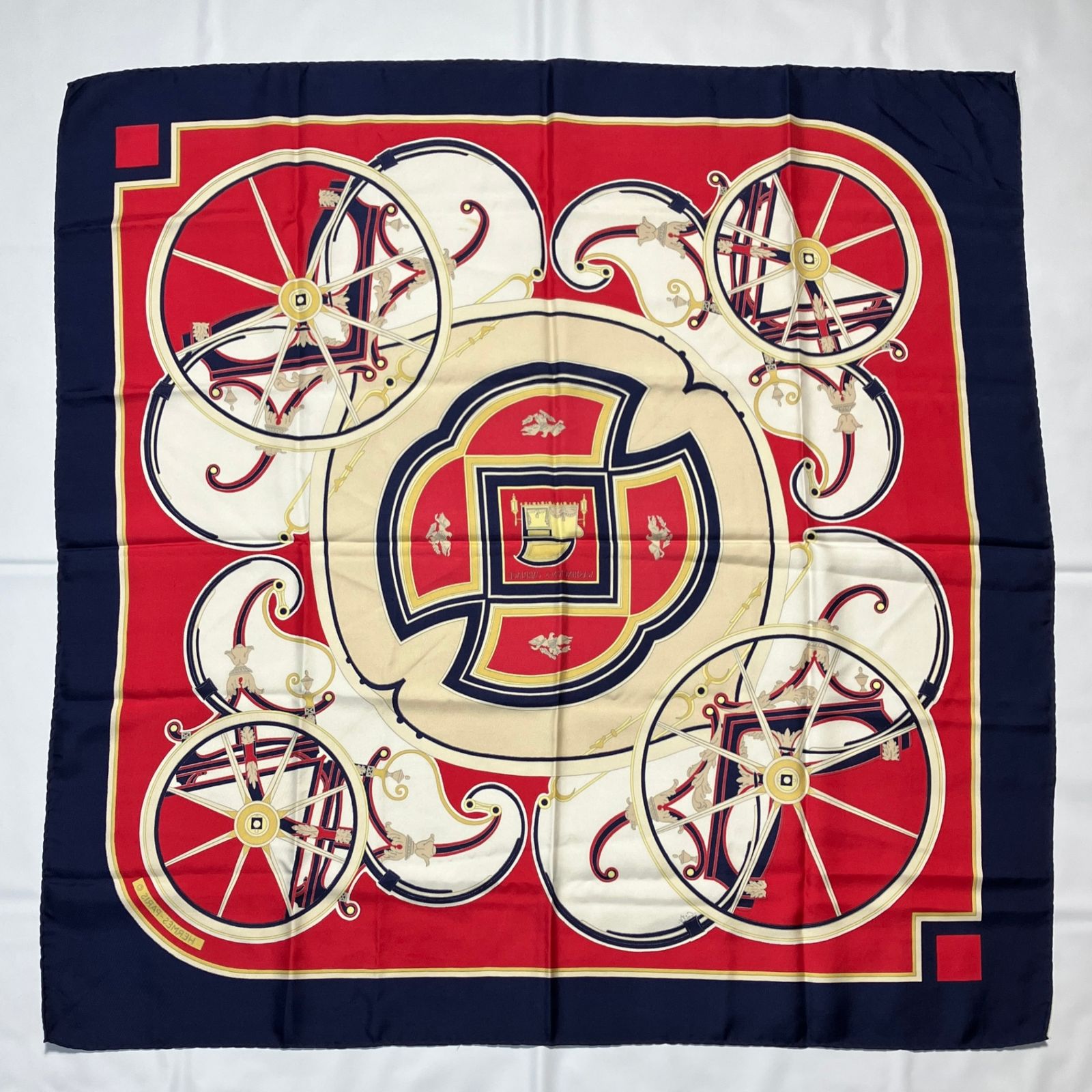  2510-257｜エルメス カレ 90 スカーフ シルク ネイビー バンダナ スカーフ 小物