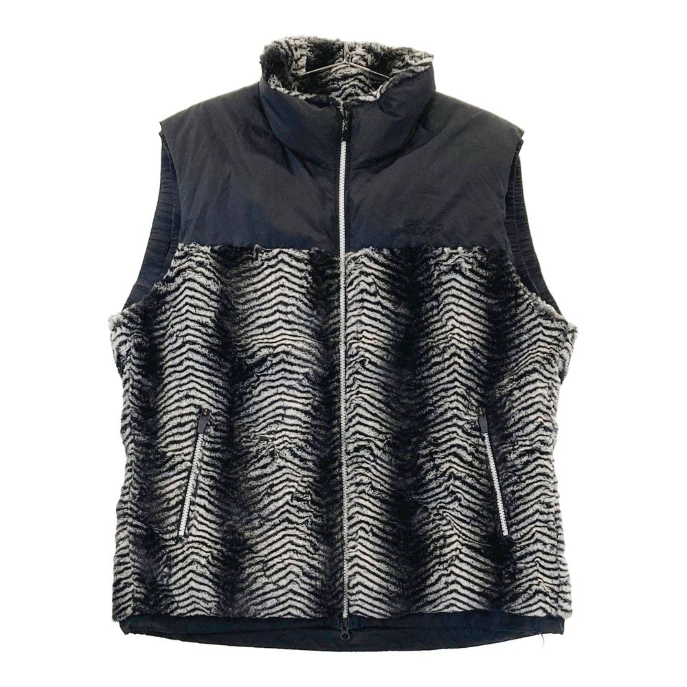 サイズ 4 DANCE WITH DRAGON ダンスウィズドラゴン ファー切替 ダウン ジップベスト 総柄 ブラック系 ゴルフウェア メンズ ストスト