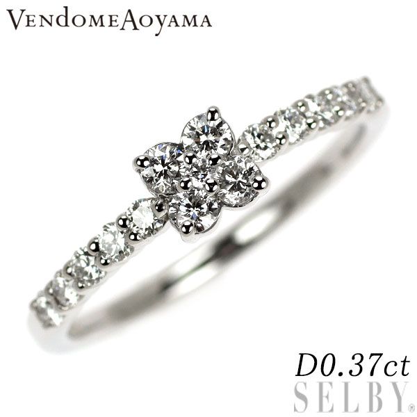ヴァンドーム青山 Pt 950 ダイヤモンド リング 0.37 ct フラワー