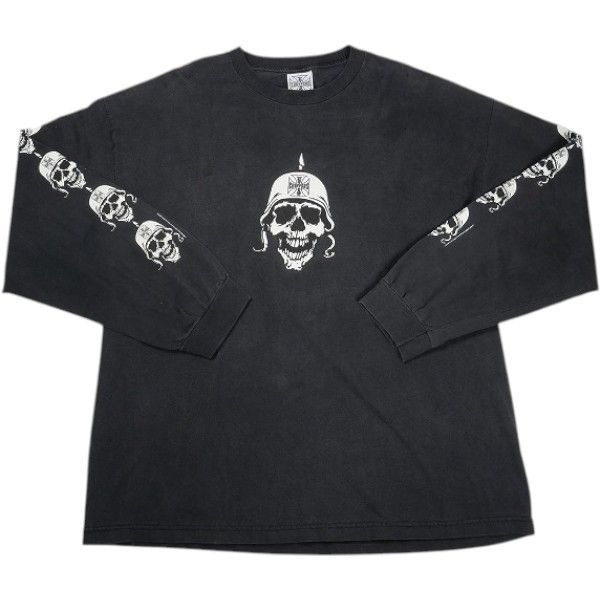 Size XXL VINTAGE ヴィンテージ West Coast Choppers ウェストコーストチョッパーズ Skull Head White LS Tee ロンT 黒 品-良い