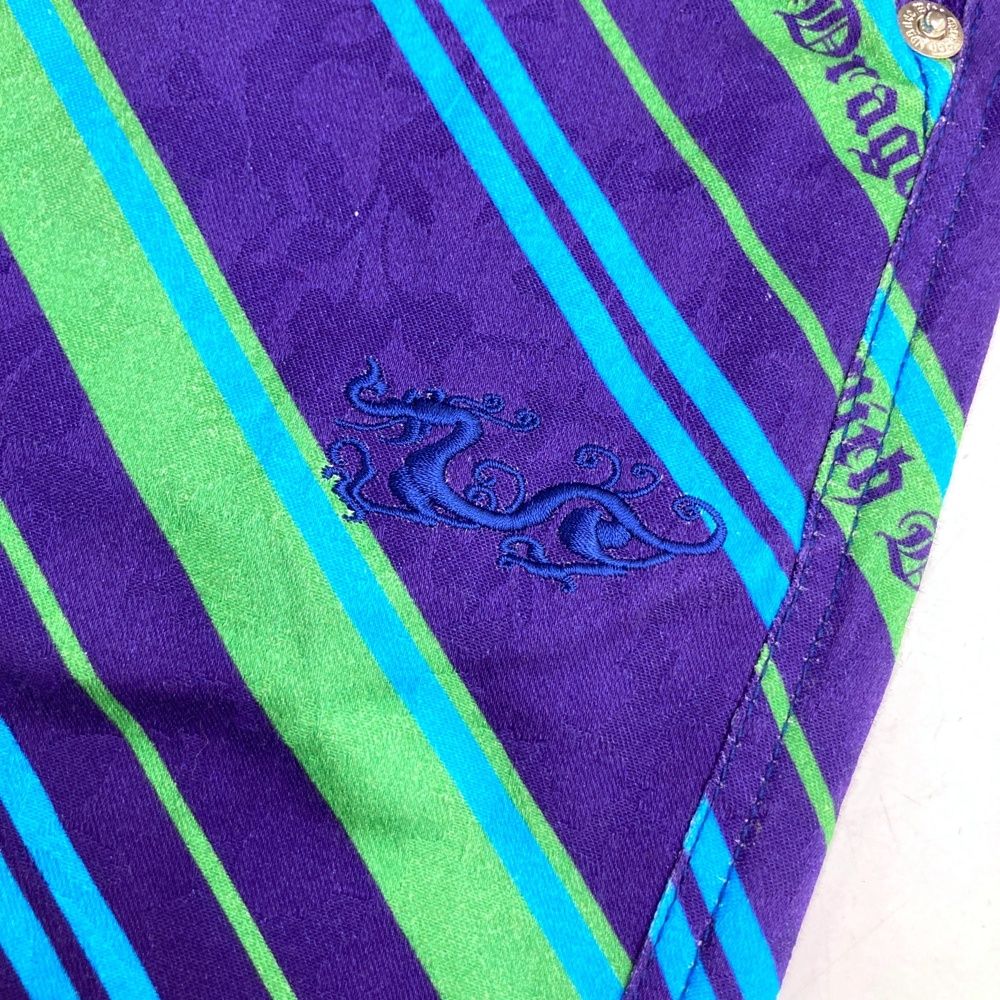 サイズ 4 DANCE WITH DRAGON ダンスウィズドラゴン ストレッチパンツ 総柄 パープル系 ゴルフウェア メンズ ストスト パンツ メンズウェア ゴルフ