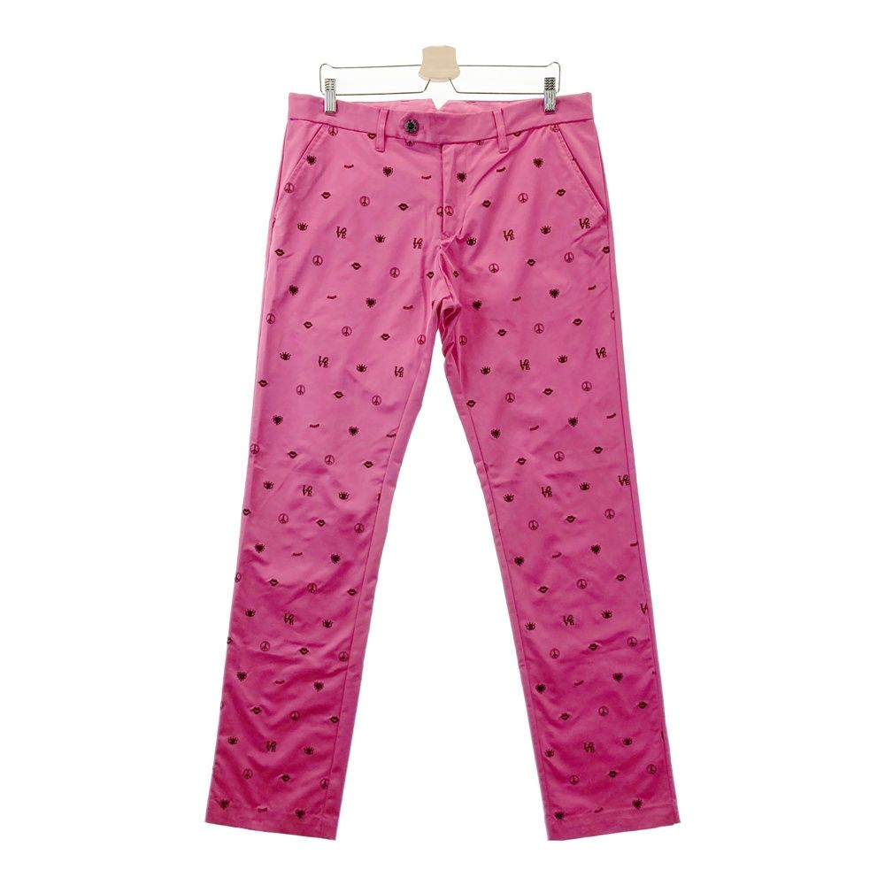 サイズ 4 DANCE WITH DRAGON ダンスウィズドラゴン ロングパンツ 刺繍 総柄 ピンク系 ゴルフウェア メンズ ストスト