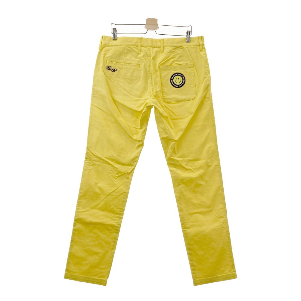 サイズ 4 DANCE WITH DRAGON ダンスウィズドラゴン ストレッチパンツ ニコちゃん イエロー系 ゴルフウェア メンズ ストスト