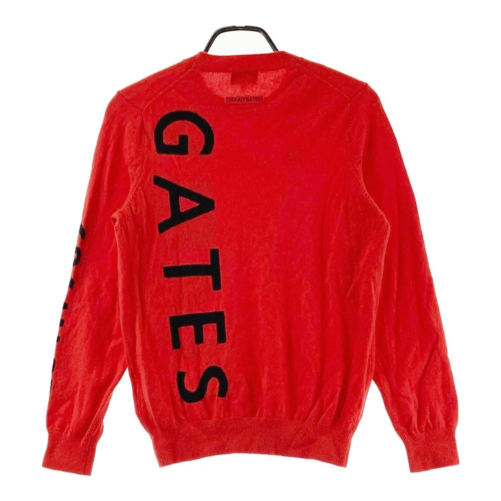 PEARLYGATES＊ゴルフ＊セーター＊ニット＊赤＊カシミヤ＊長袖＊6＊XL位 サイズ：4 PEARLY GATES パーリーゲイツ カシミヤ ニットセーター