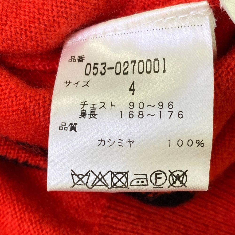 売りつくし　パーリーゲイツ　カシミアセーター　サイズ４　新品未使用 PEARLY GATES パーリーゲイツ カシミヤ ニットセーター レッド系 4