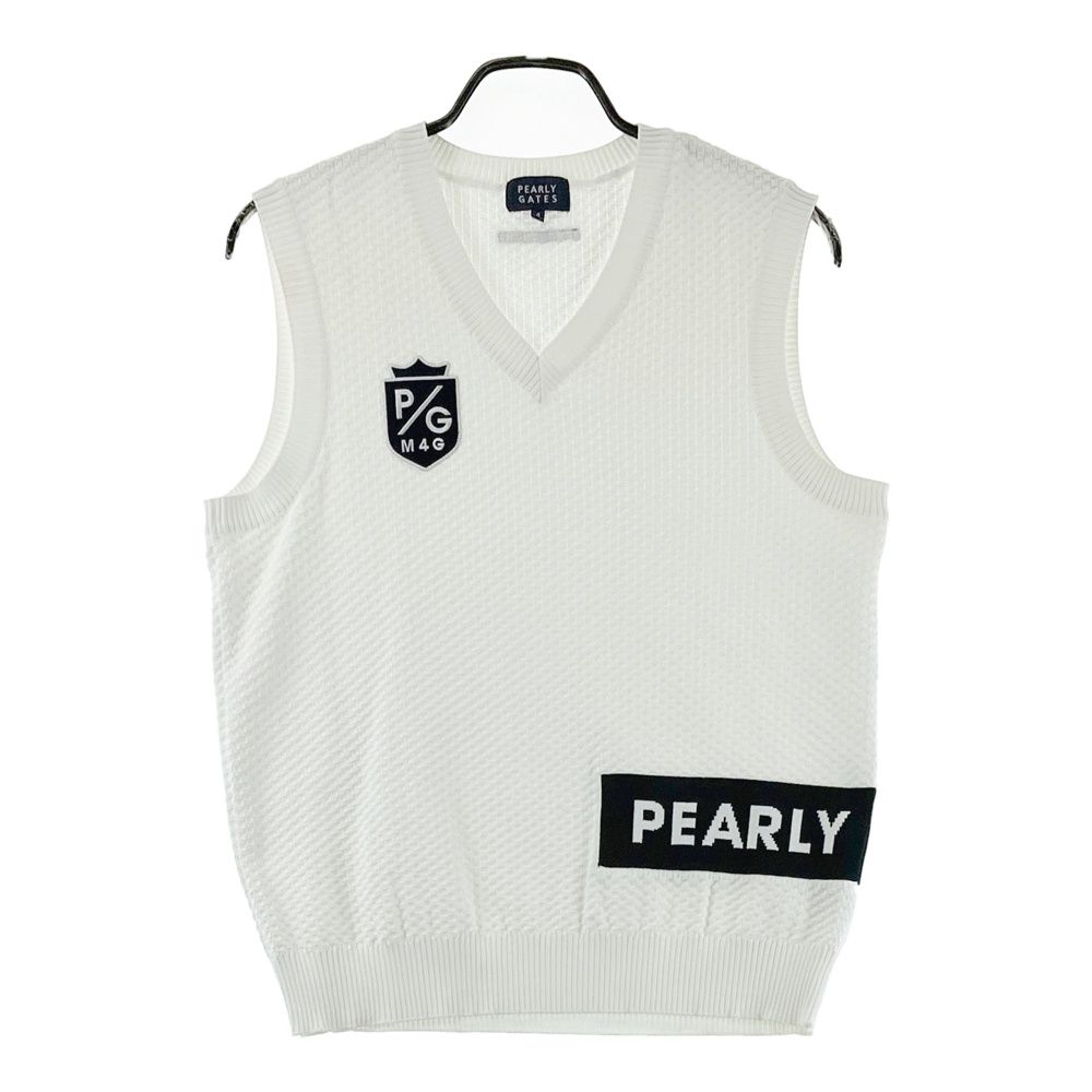 【新品タグ付】パーリーゲイツ メンズ　薄手ニット　ベスト　Ｌ　ホワイト サイズ：4 PEARLY GATES パーリーゲイツ ニットベスト ホワイト系