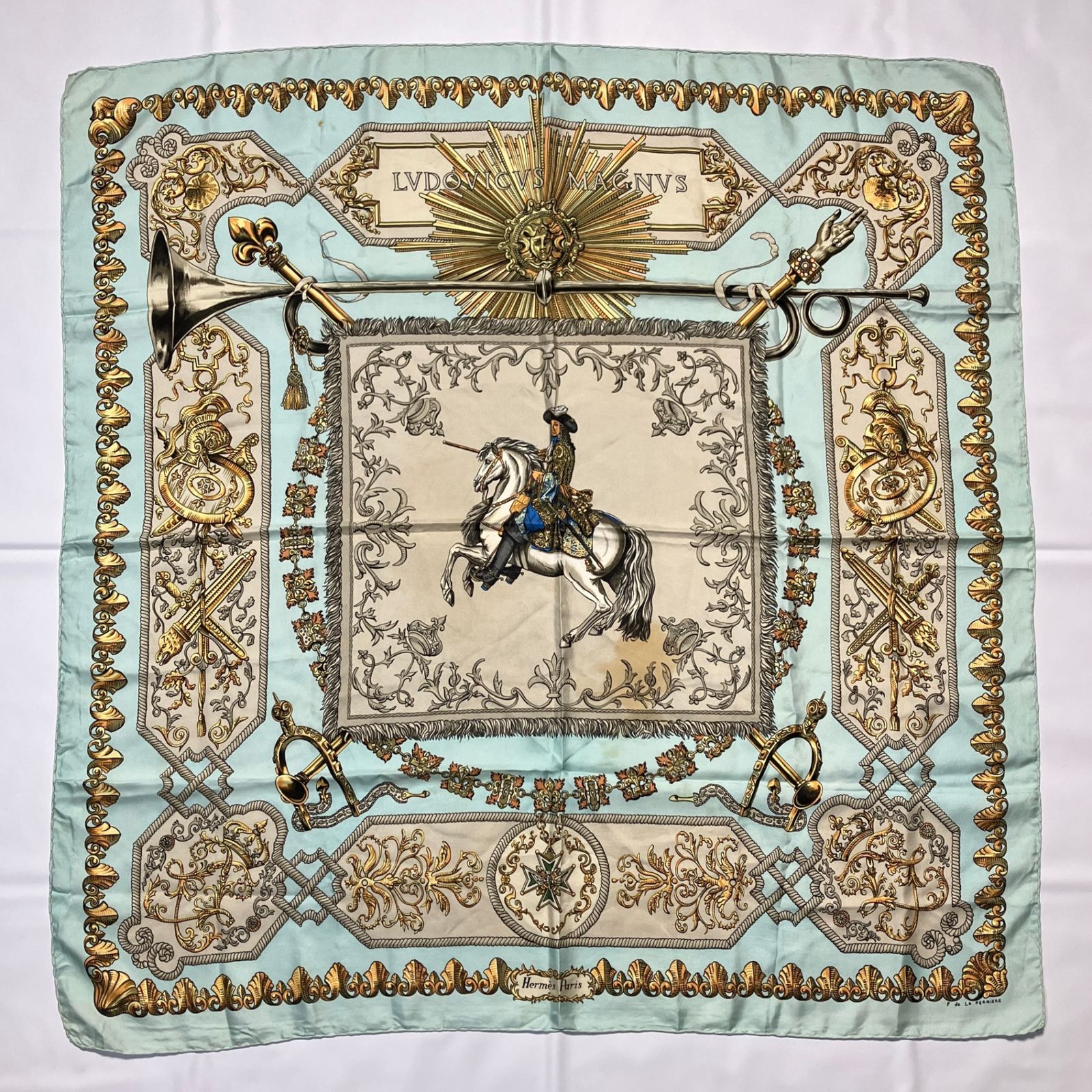 2510-263｜エルメス カレ 90 スカーフ シルク ライトブルー - メルカリ