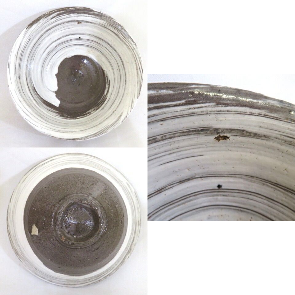 ☆新春超特売品☆】延寿窯 二代 佐藤友宣作 粉引 刷毛目 平茶碗 茶道具