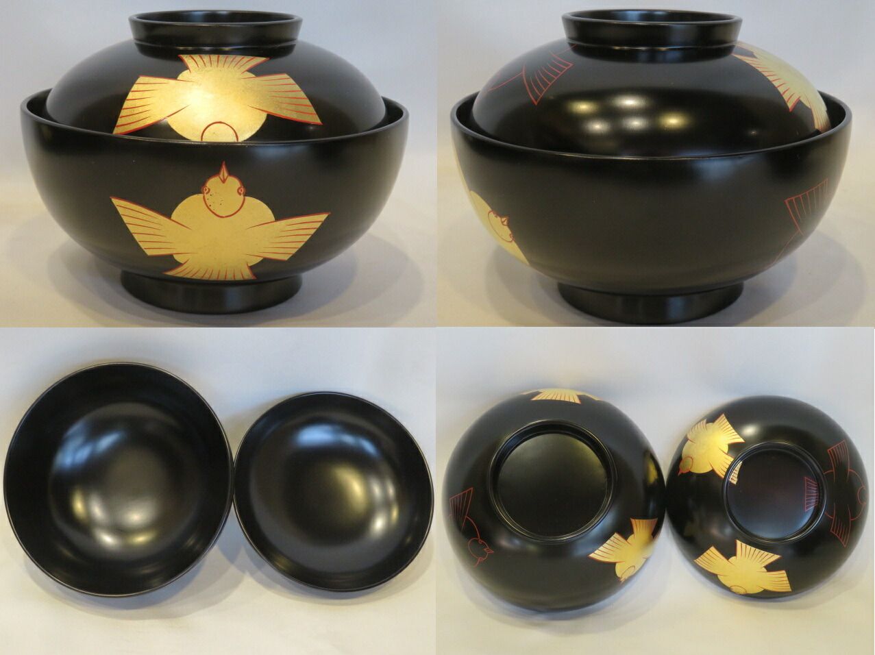  お正月 石川県輪島塗 岡本陽斉作 ふくら雀蒔絵 煮物椀 四客 懐石道具 税込 椀 漆芸 漆器