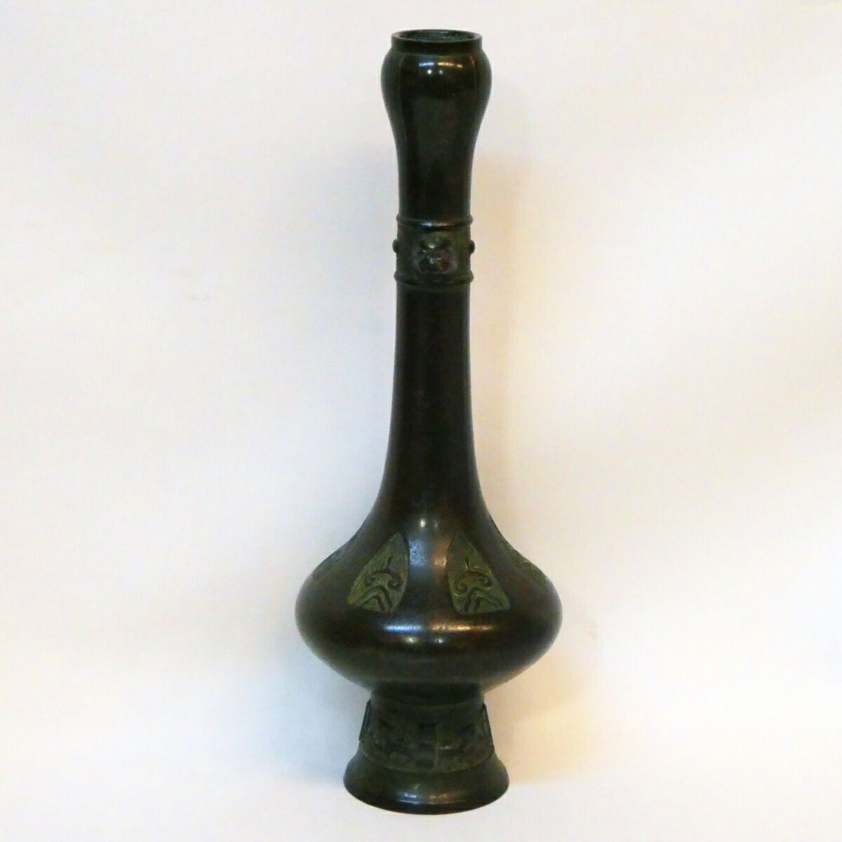 茶道具　金工師　一ノ瀬宗辰造　唐銅　下蕪花入　共箱　C　8178 茶道具 金工師 一ノ瀬宗辰造 唐銅 下蕪花入 共箱 C 8178