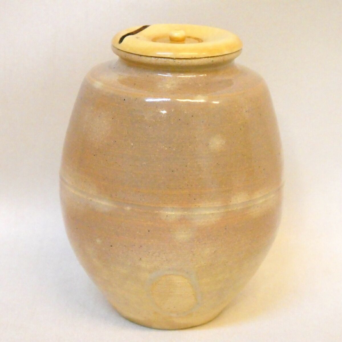 鵬雲斎宗匠御書付 朝日焼 十四代 松林豊斎作 鹿背 朝日茶入 虫喰上蓋 裏千家 茶道具