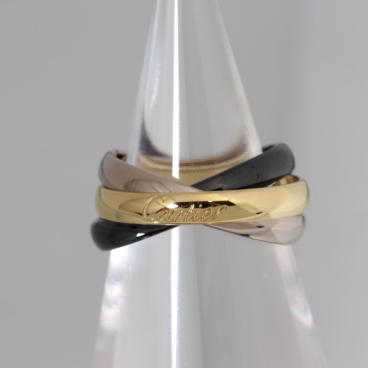 カルティエ Cartier トリニティ リング セラミック クラシック 750 YG 3連 表記48 約8号 10963 リング 指輪 アクセサリー レディース